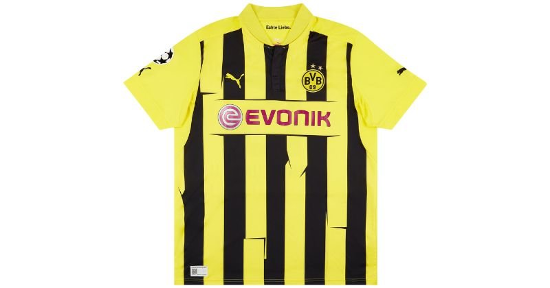 borussia dortmund 2012-13 european home shirt in yellow with black stripes